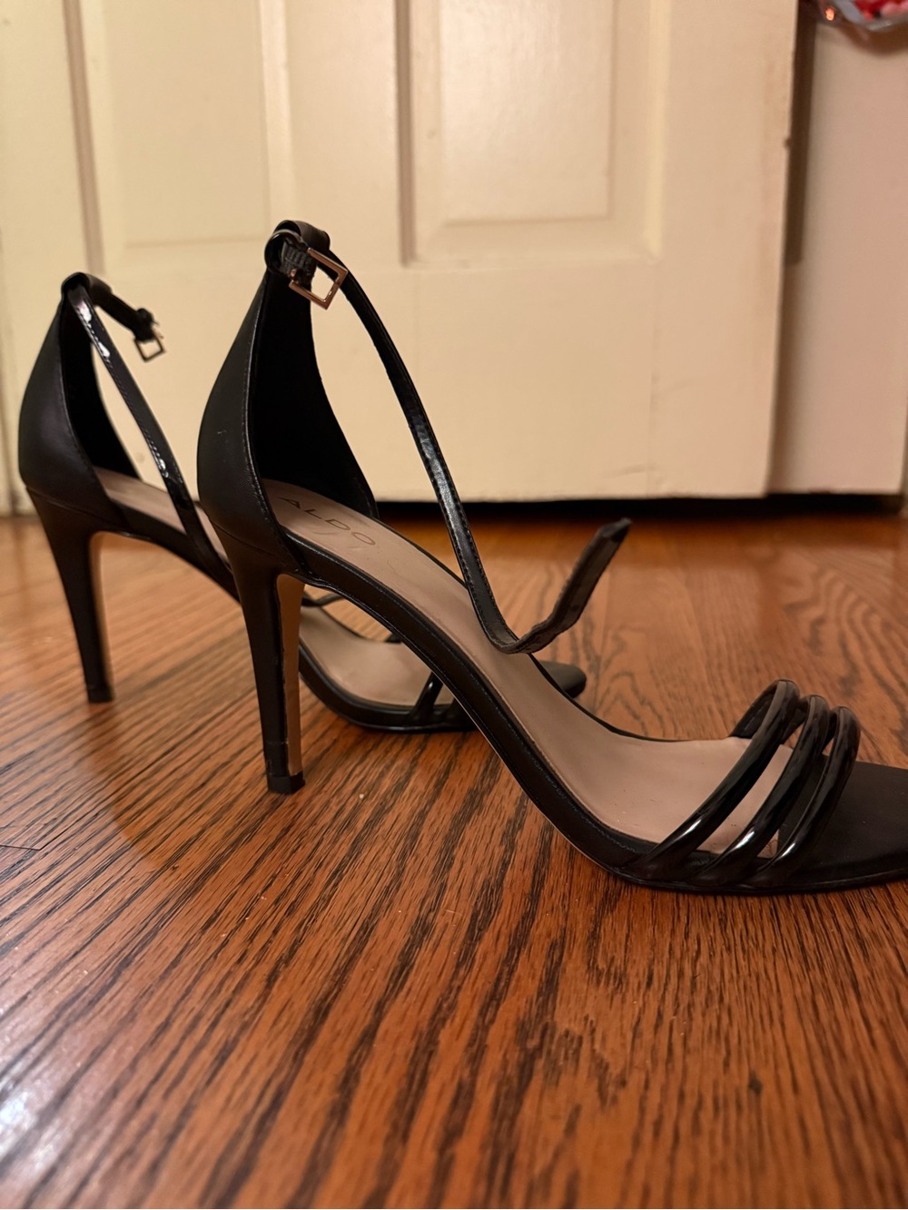 Aldo Black Patent Strappy Stiletto Heels - Picture 6 of 7